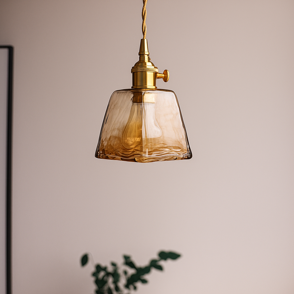 Vintagea Retro Hanglamp – Goud Metalen Design met Glazen Kap – Verstelbaar & E27 Fitting