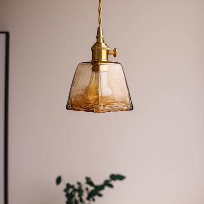 Vintagea Retro Hanglamp – Goud Metalen Design met Glazen Kap – Verstelbaar & E27 Fitting