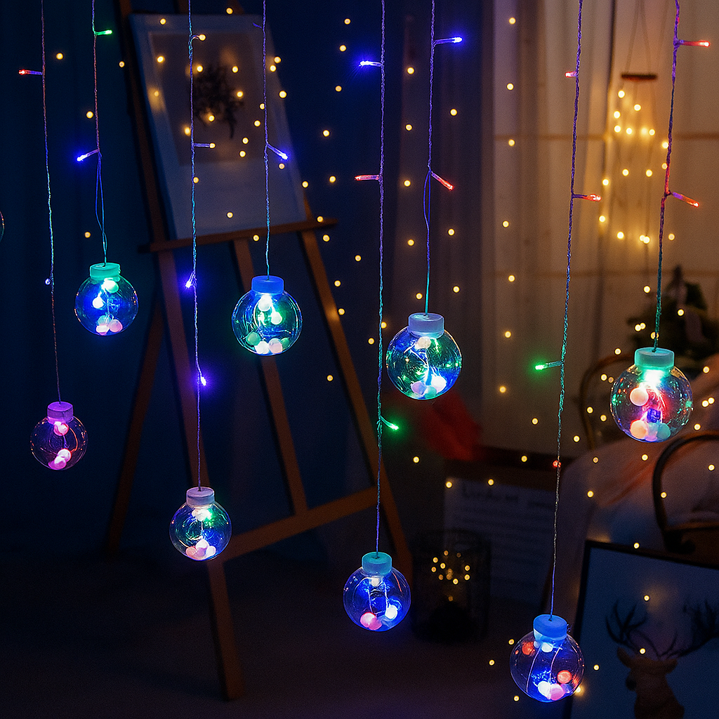 LED Lampki Ogrodowe LED z Żarówkami – 12x Ø8 cm – Ciepła Biała lub Wielokolorowa – IP44