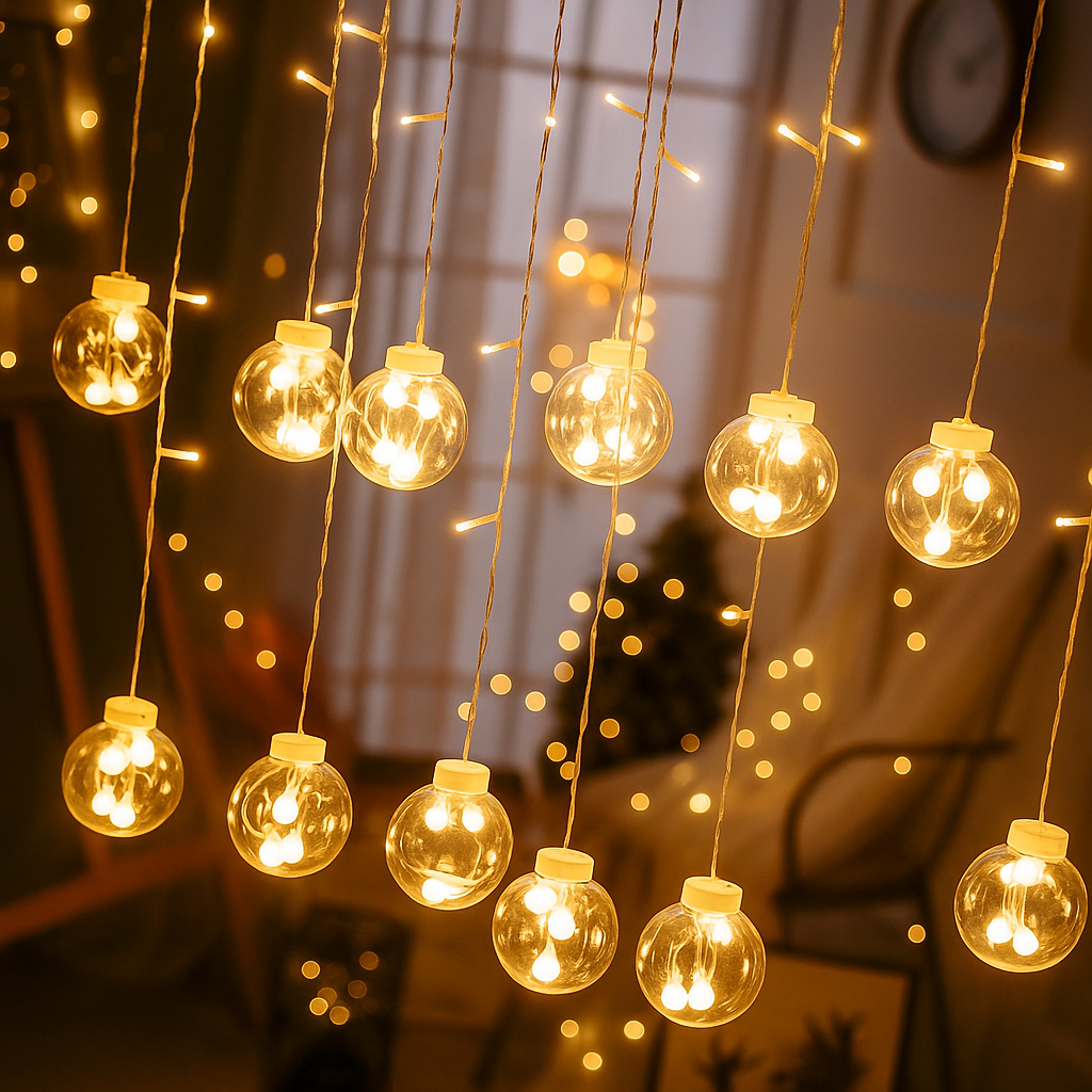 LED Lampki Ogrodowe LED z Żarówkami – 12x Ø8 cm – Ciepła Biała lub Wielokolorowa – IP44