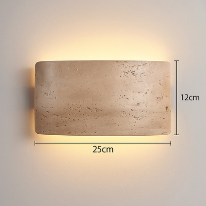 Velano – Kinkiet z kamienia trawertynowego i szkła – Do użytku wewnętrznego i zewnętrznego – Ø25 cm