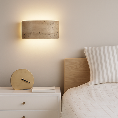 Velano – Kinkiet z kamienia trawertynowego i szkła – Do użytku wewnętrznego i zewnętrznego – Ø25 cm