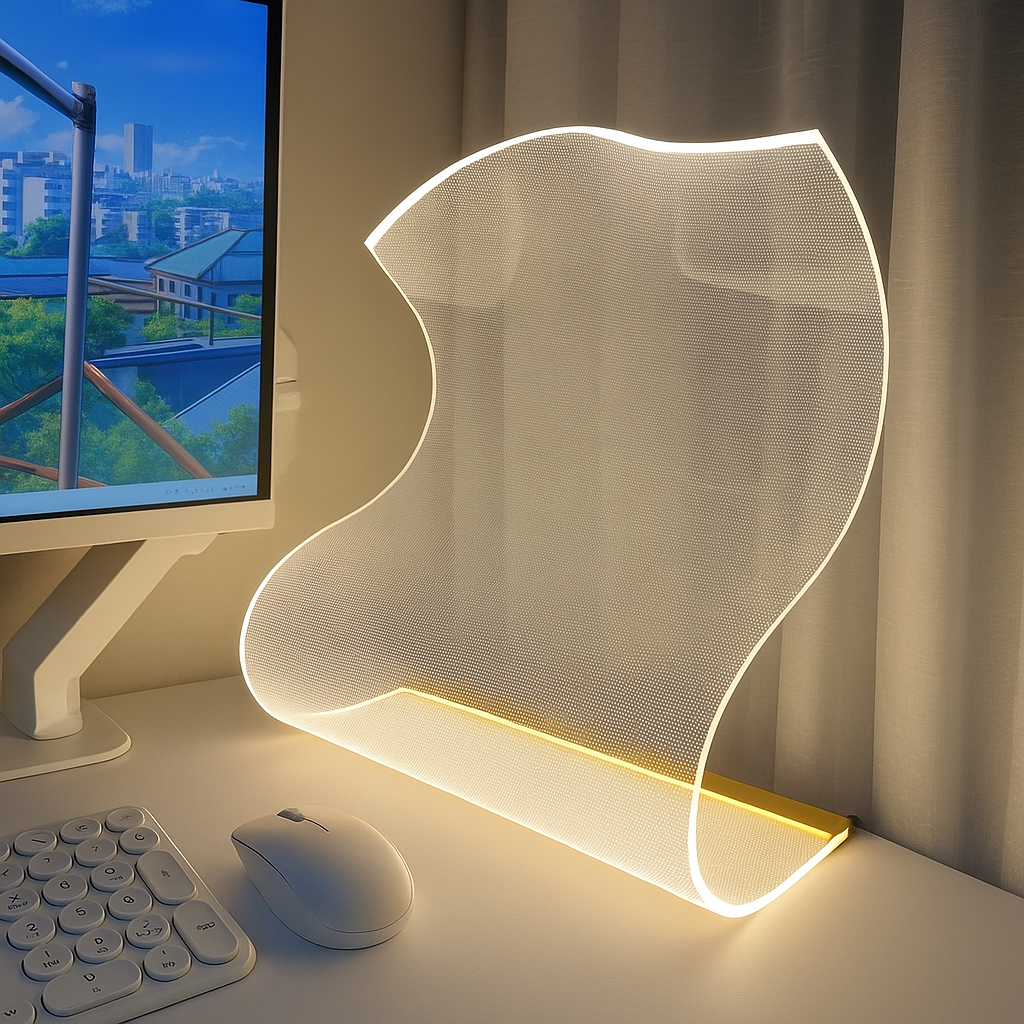 NovaFold | Lampada da Tavolo Astratta in Acrilico – Design Artistico – LED – Oggetto Luminoso Unico