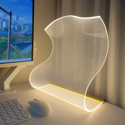 NovaFold | Lampada da Tavolo Astratta in Acrilico – Design Artistico – LED – Oggetto Luminoso Unico