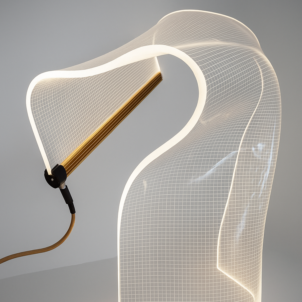 NovaFold | Lampada da Tavolo Astratta in Acrilico – Design Artistico – LED – Oggetto Luminoso Unico