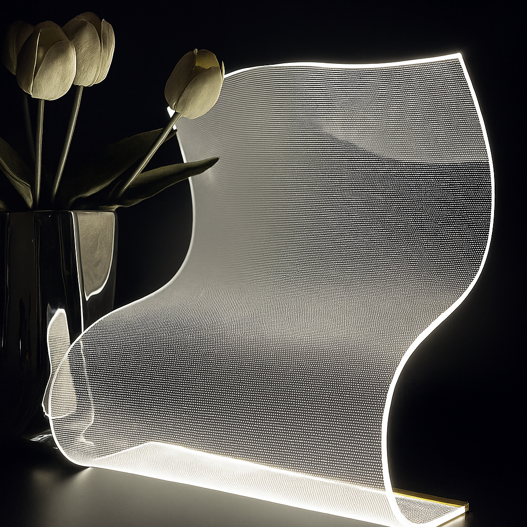 NovaFold | Lampada da Tavolo Astratta in Acrilico – Design Artistico – LED – Oggetto Luminoso Unico