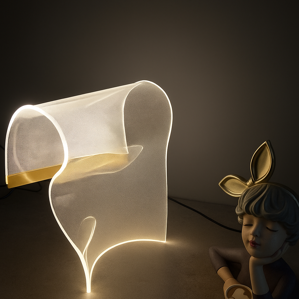 NovaFold | Lampada da Tavolo Astratta in Acrilico – Design Artistico – LED – Oggetto Luminoso Unico