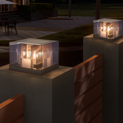 LumaBloc | Lampada Solare da Esterno su Piedistallo – IP65 – Elegante & Resistente alle Intemperie – E27 LED