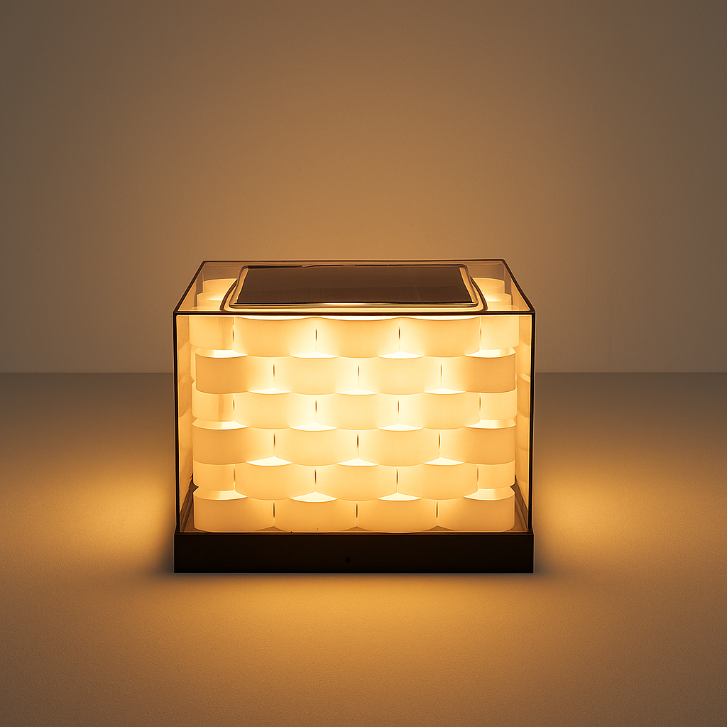 SolarWeave | Lampa zewnętrzna na energię słoneczną – Pleciony design – IP65 – E27 LED