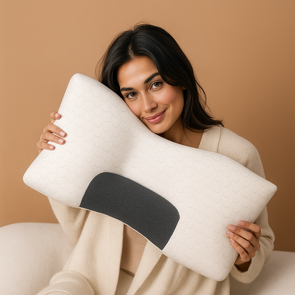 NeckAlign Pro | Cuscino Ortopedico & Ergonomico – Con Funzione Massaggiante – Fibra di Soia – Traspirante & Riduce la Pressione