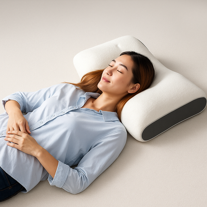 NeckAlign Pro | Cuscino Ortopedico & Ergonomico – Con Funzione Massaggiante – Fibra di Soia – Traspirante & Riduce la Pressione