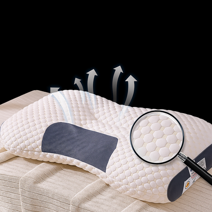 NeckAlign Pro | Cuscino Ortopedico & Ergonomico – Con Funzione Massaggiante – Fibra di Soia – Traspirante & Riduce la Pressione