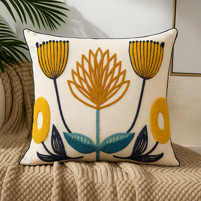 Fleuriva | Sierkussen met Bloemenprint – 45x45 cm – Zachte Vulling – Afneembare & Wasbare Kussenhoes