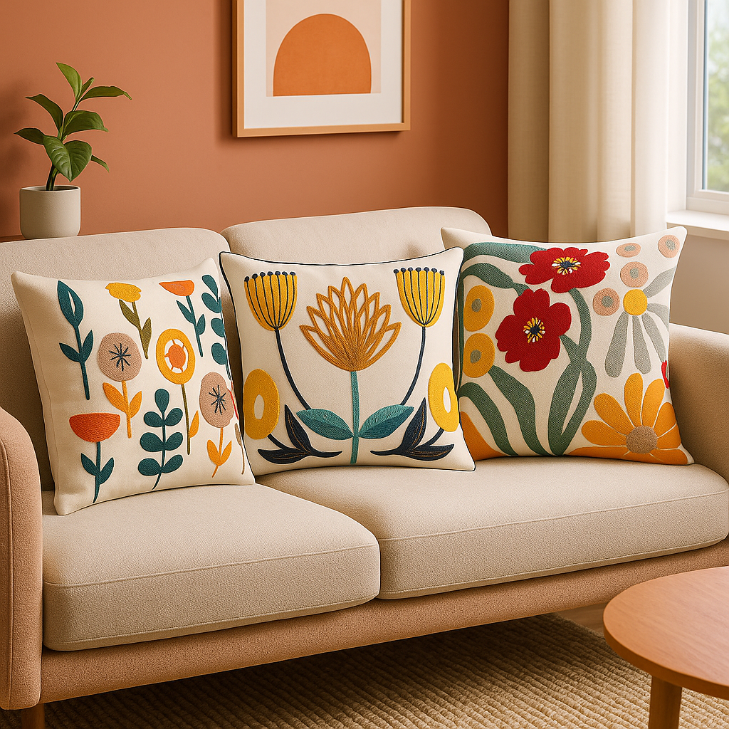 Fleuriva | Sierkussen met Bloemenprint – 45x45 cm – Zachte Vulling – Afneembare & Wasbare Kussenhoes