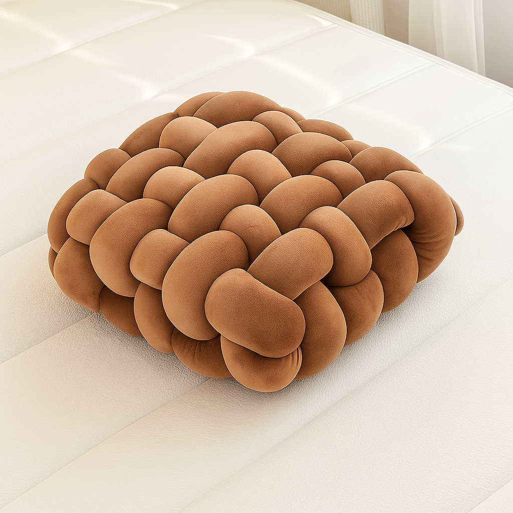 Myrrina | Knoopkussen van Pluche – Zacht & Decoratief – 30x33 cm