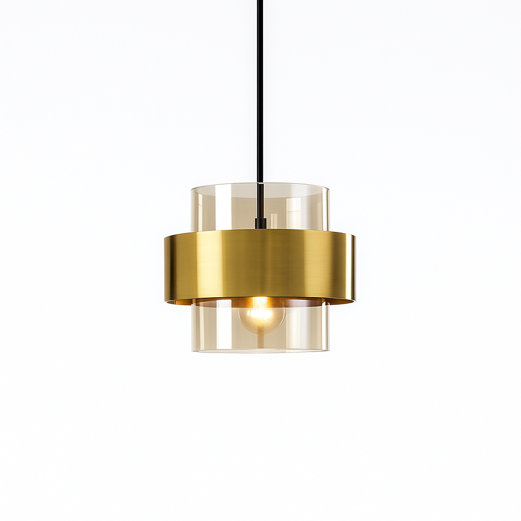 Azenor – Lampada a sospensione in vetro e ottone | Design moderno | LED | 20x13 cm