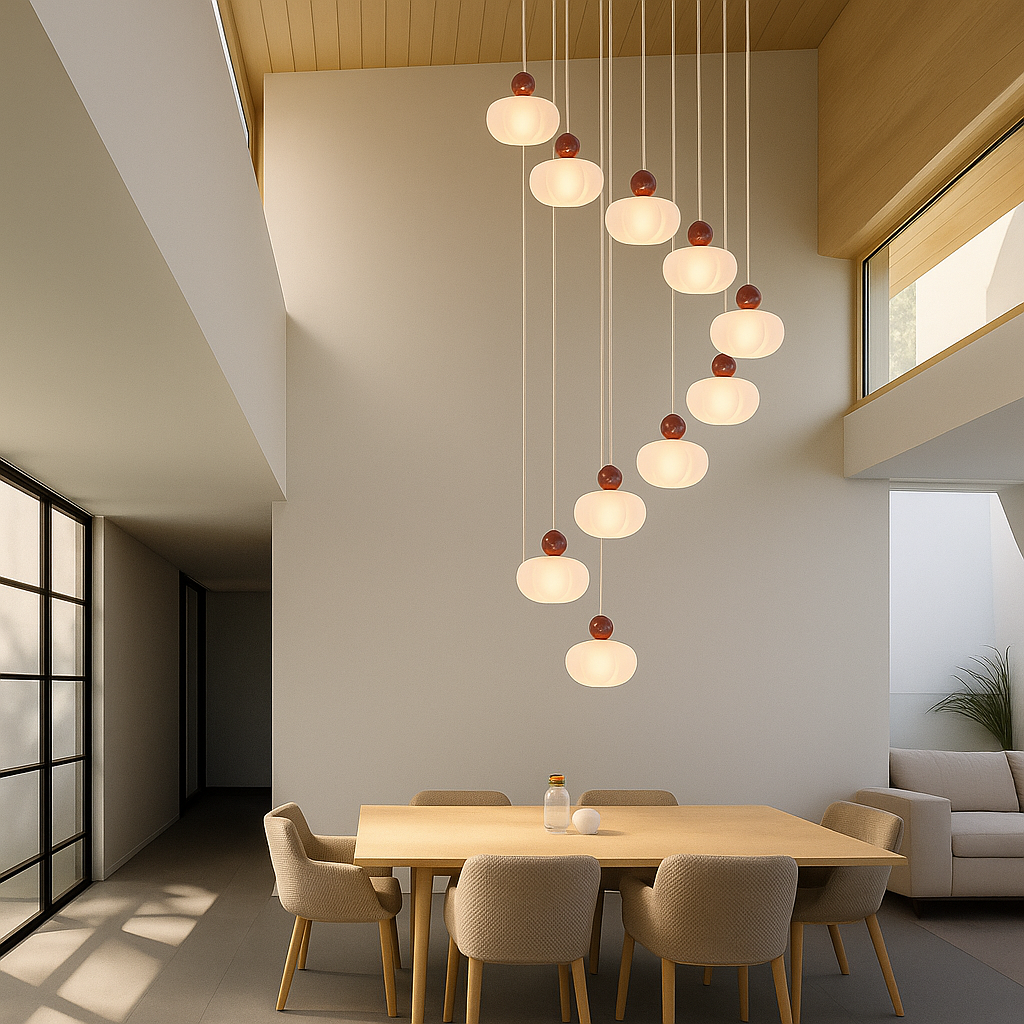 Decolure | Lampadario Art Deco per Atrio Scala – Design LED color crema