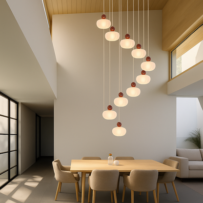 Decolure | Lampadario Art Deco per Atrio Scala – Design LED color crema