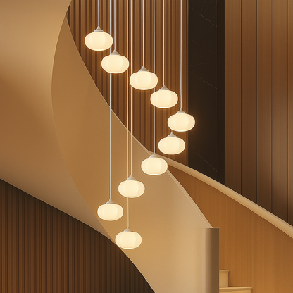 Decolure | Lampadario Art Deco per Atrio Scala – Design LED color crema