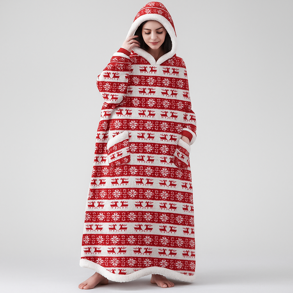 SleeveSnug | Oversize Bluza z Kapturem i Kocem – Twój Zimowy Ulubieniec na Ciepłe Dni w Domu