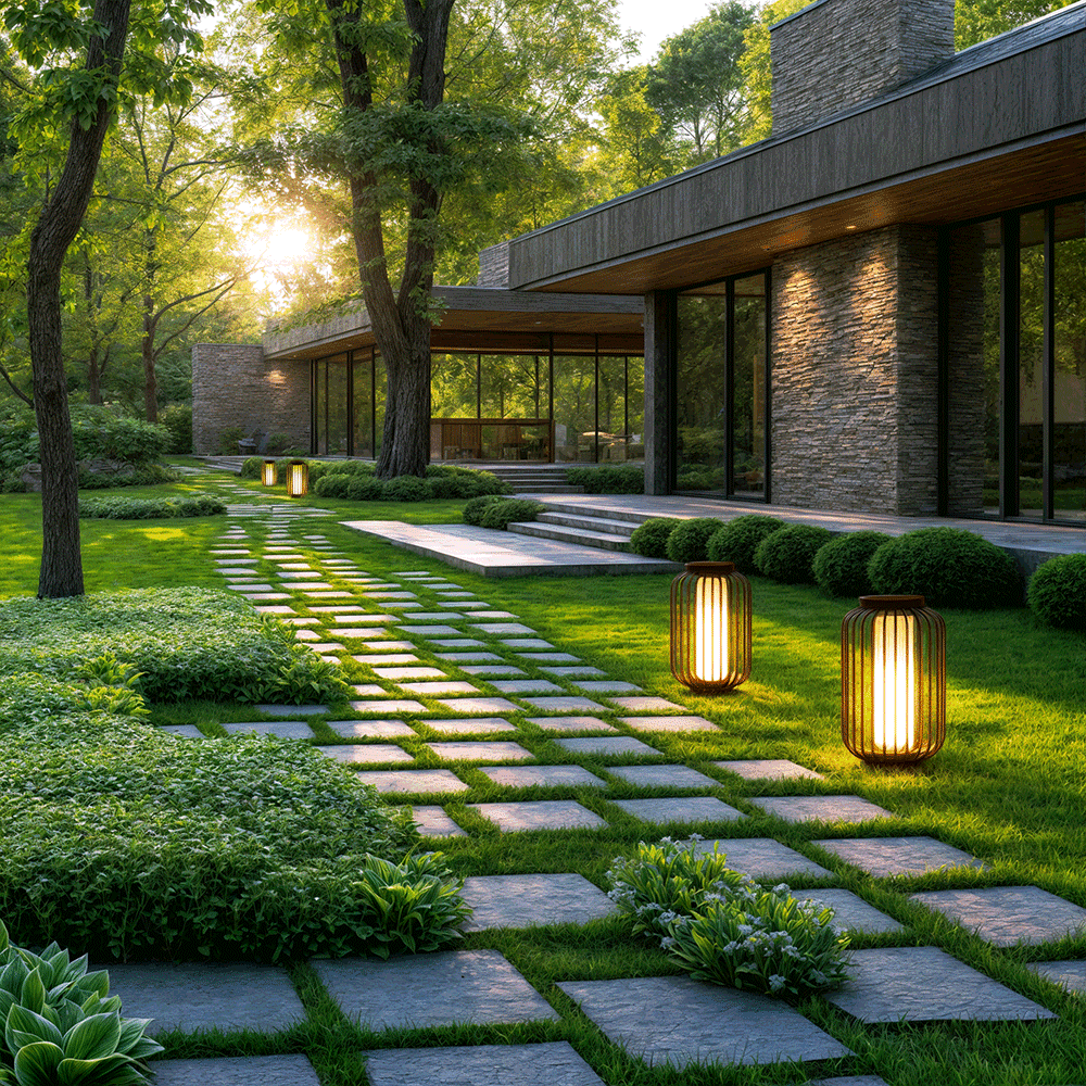 NYRALUX | Wodoodlna Lampa Zewnętrzna z Klatką – Oświetlenie Ogrodowe LED – Stal Nierdzewna i Odporna na Warunki Atmosferyczne – Na Taras i Dziedziniec