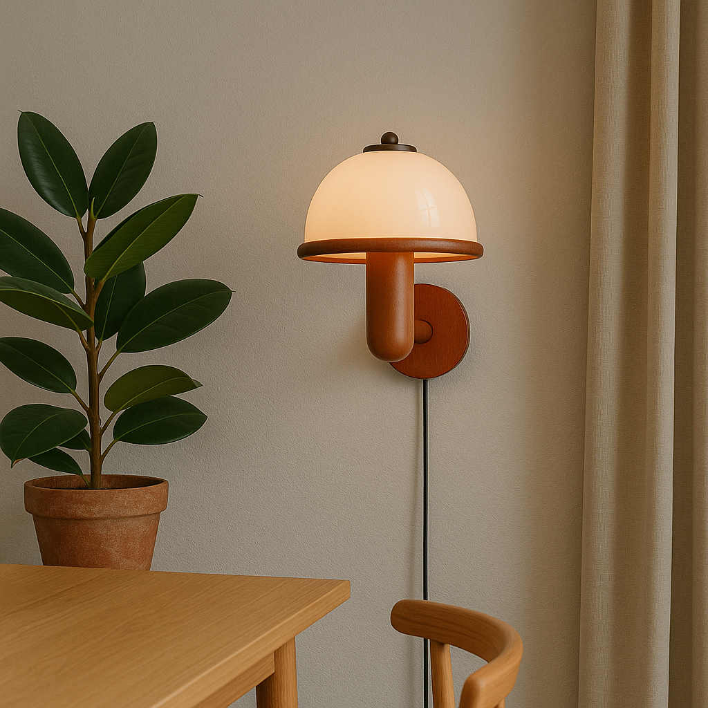 NordShroom | Lampada da parete in legno in stile fungo scandinavo