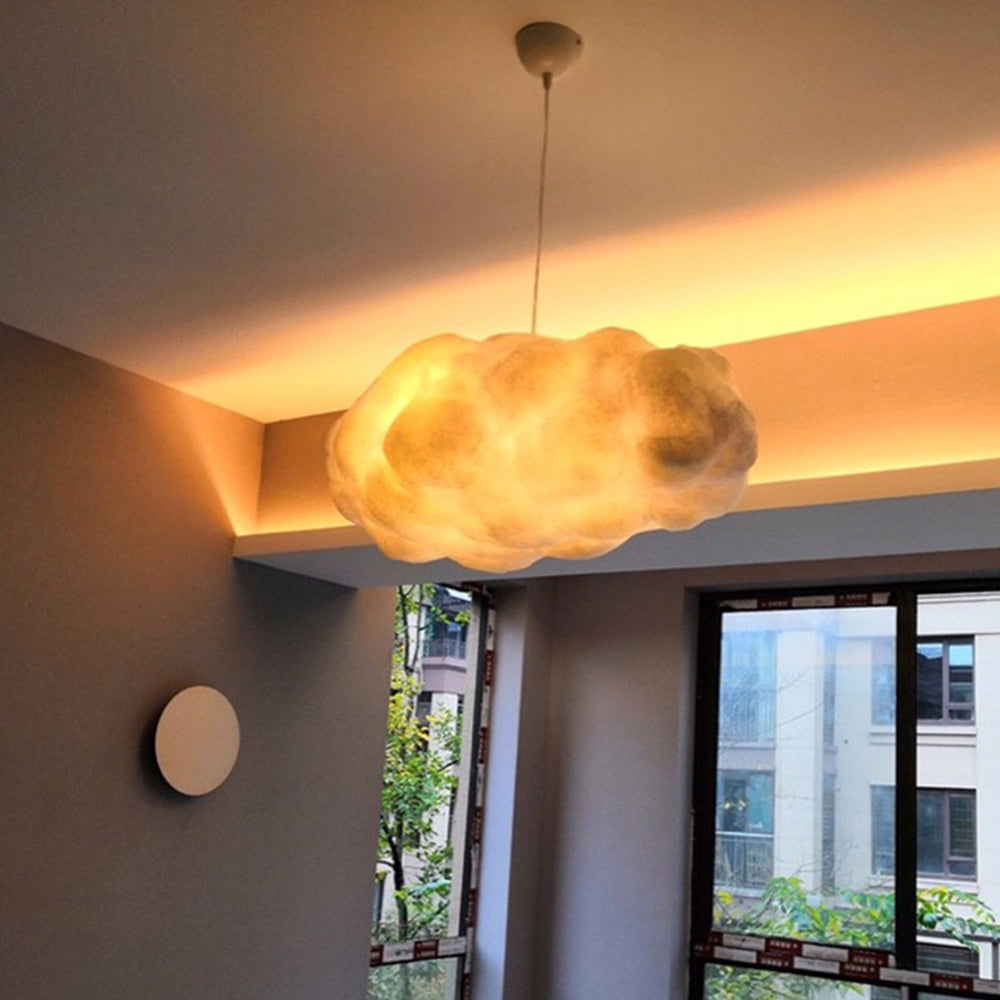 CloudNova - Designerska lampa wisząca LED Chmura biała PVC/bawełna