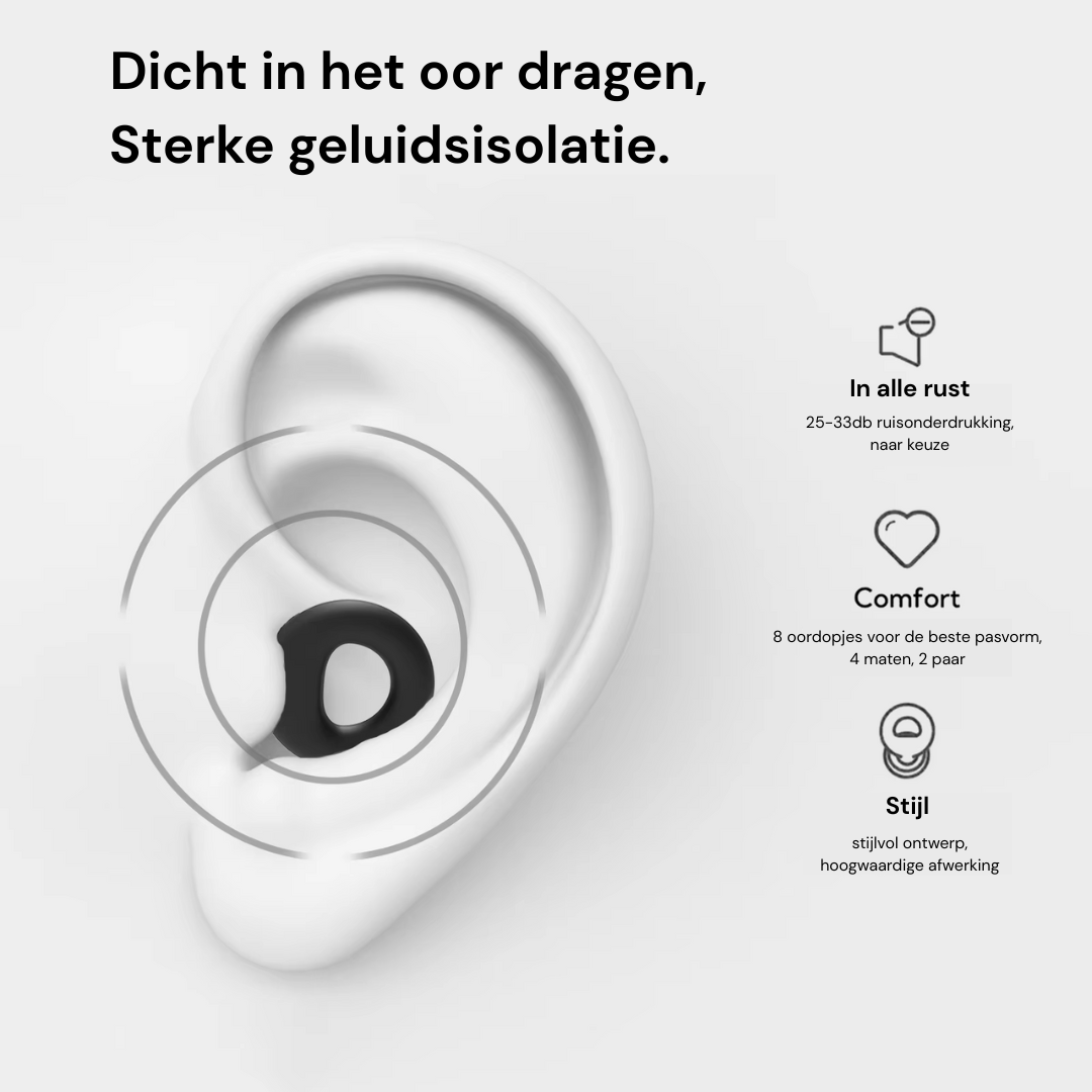 ZenSilence™ | Silikonowe zatyczki do uszu do snu, pracy i pływania (4 rozmiary)