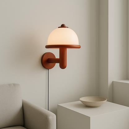 NordShroom | Lampada da parete in legno in stile fungo scandinavo