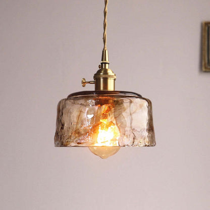 Vintagea Retro Hanglamp – Goud Metalen Design met Glazen Kap – Verstelbaar & E27 Fitting