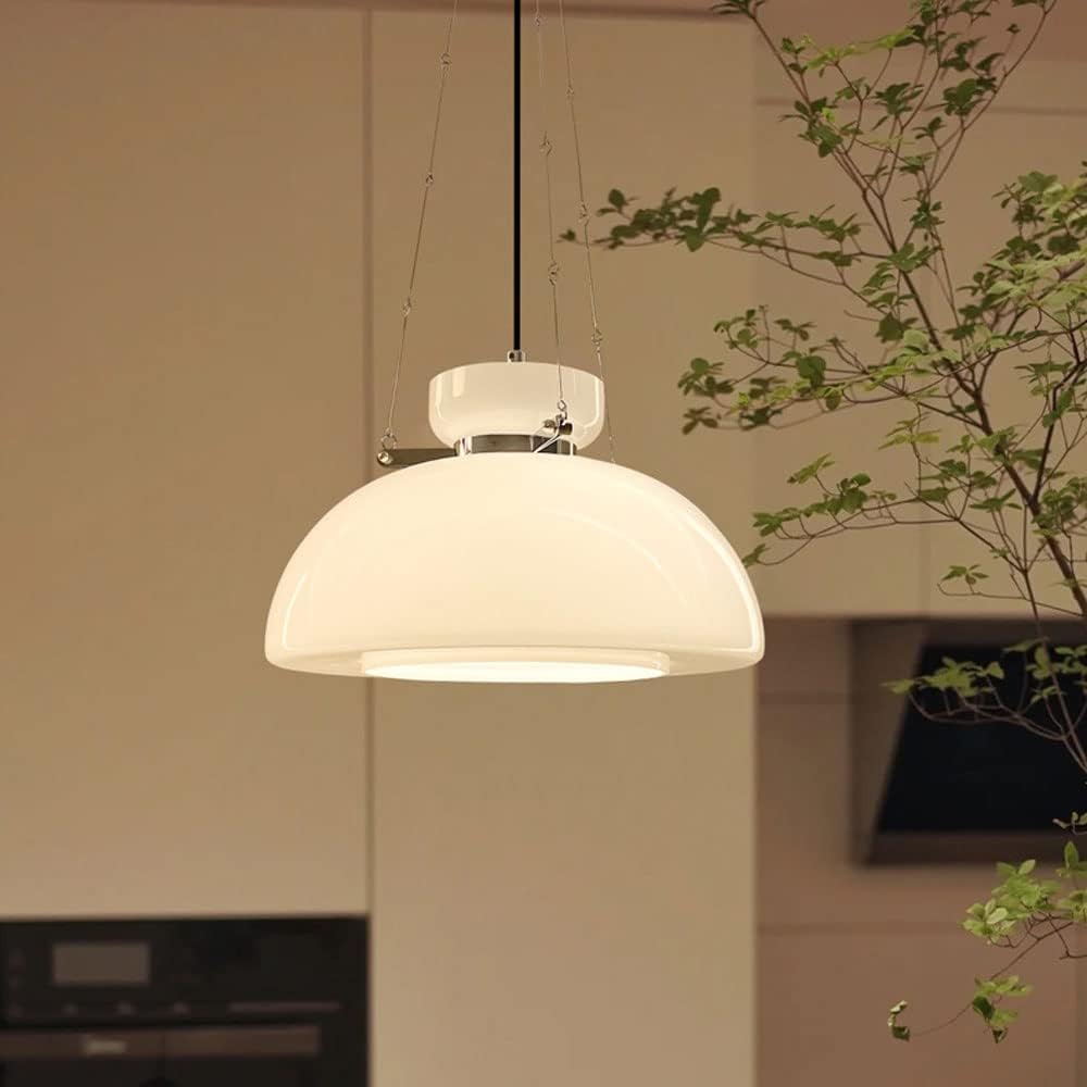 ClartéDouce - Elegante lampada a sospensione in vetro bianco latte