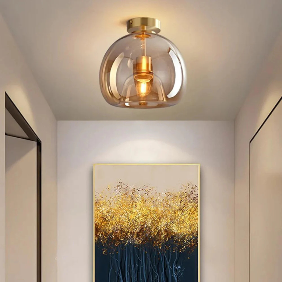 Elegante Glazen Plafondlamp met Luxe Afwerking - Ø25 cm