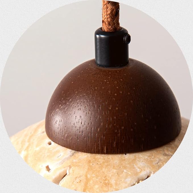 MAVORA Hanglamp – Massief Marmer & Walnoothout – Artistiek Design met LED Licht