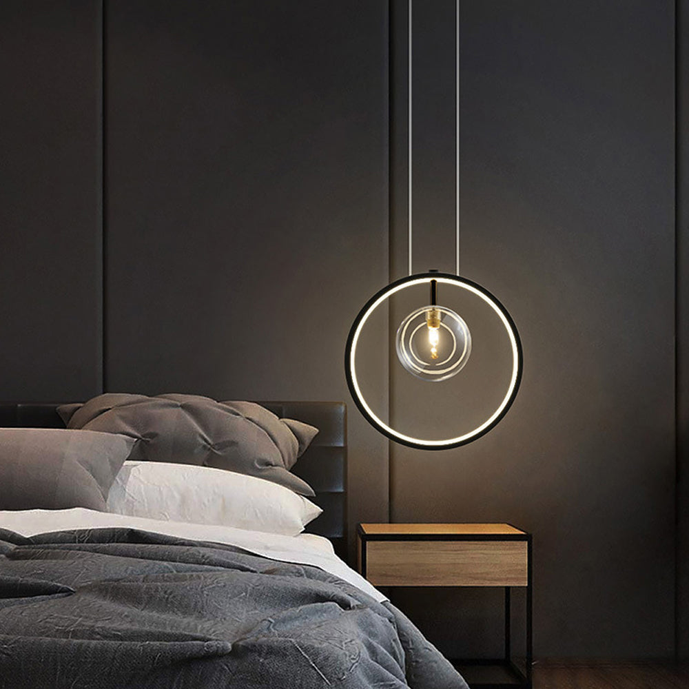 BubbleLuxe - Lampada a sospensione in vetro scandinavo con anello
