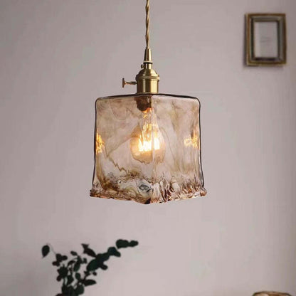 Vintagea Retro Hanglamp – Goud Metalen Design met Glazen Kap – Verstelbaar & E27 Fitting