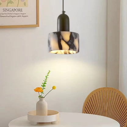 OBSCURA Lampa wisząca | Czarny marmur design z E27 LED | Luksusowy wygląd kamienia naturalnego