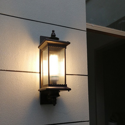 BRAVENO Lampa ścienna – Vintage lampa zewnętrzna z prostokątnym wzorem – Aluminium i szkło – Oprawka E27