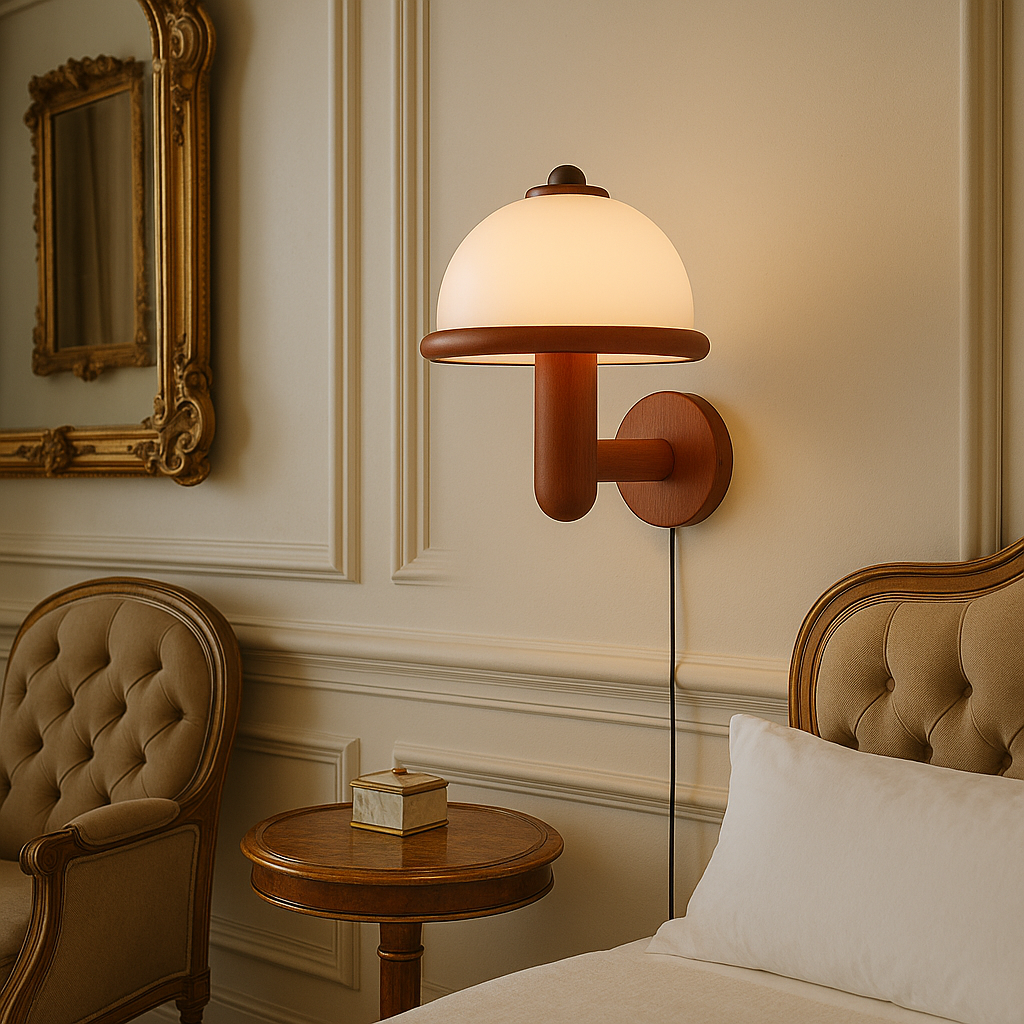 NordShroom | Lampada da parete in legno in stile fungo scandinavo