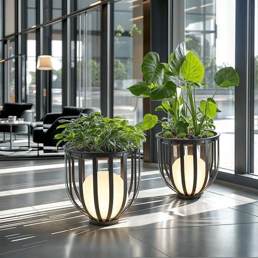 Nova GardenGlow | Lampada da Tavolo Solare con Vaso – Lampada LED da Esterno – Inossidabile e Resistente alle Intemperie – Illuminazione Moderna per Giardino