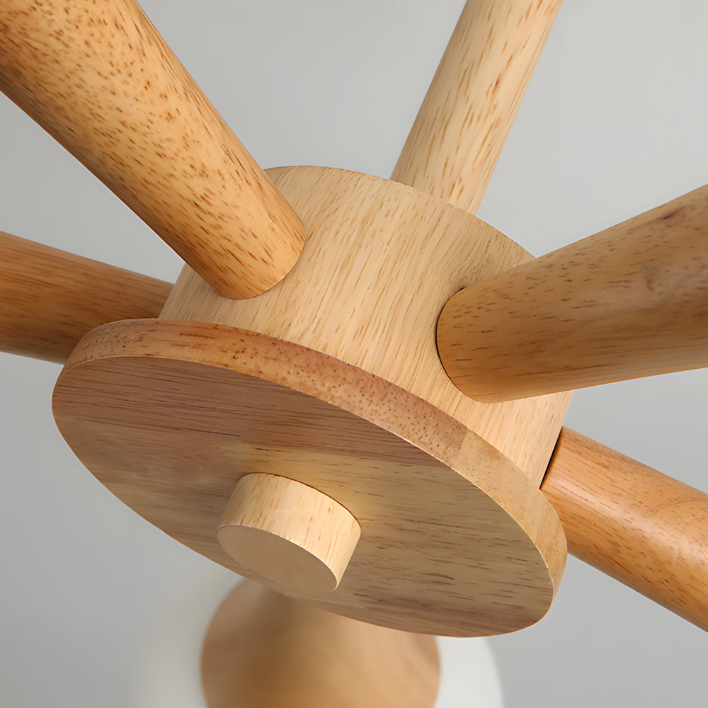 OctoGlow - Scandinavische Houten Kroonluchter met Glazen Lampenkappen