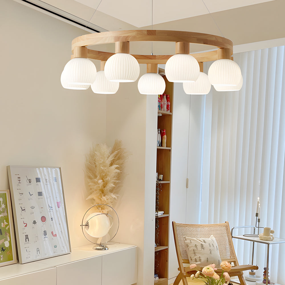 Glisaro | Lampadario in Legno Scandinavo con Funzione Dimmer a 3 Livelli