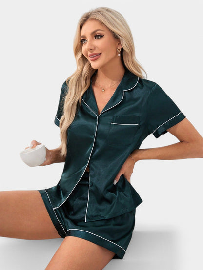 Glame Pyjama set - Comfortabele satijnen pyjama met kort broekje