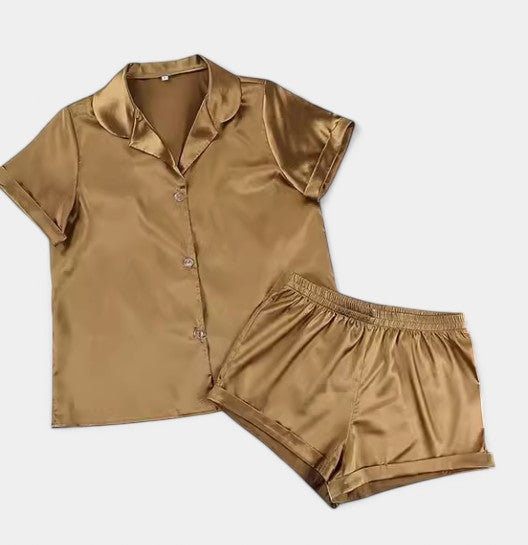 Glame Pyjama set - Comfortabele satijnen pyjama met kort broekje