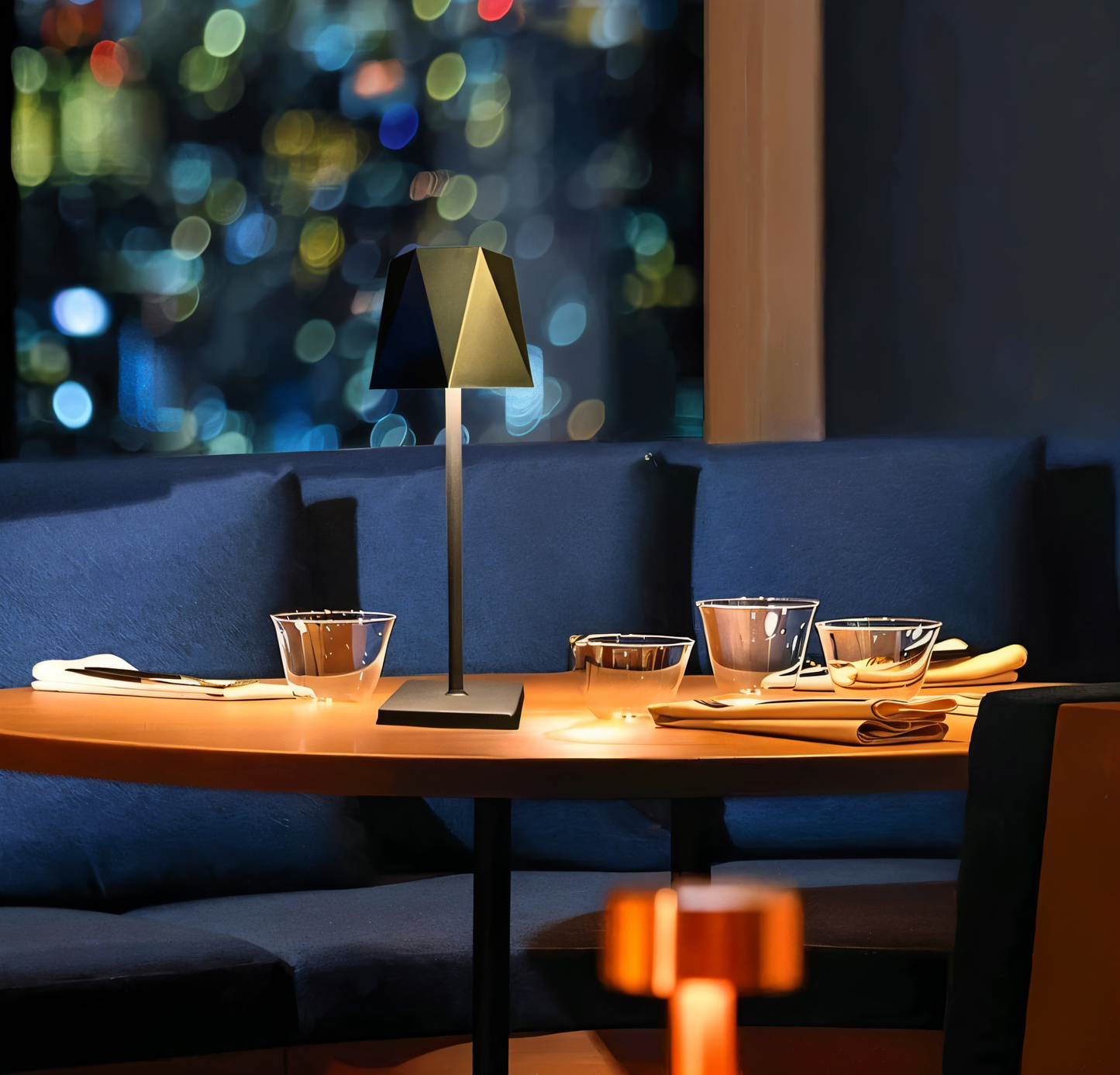 PolyNova - Przenośna sześciokątna lampa stołowa LED - wodoodporna i ładowalna