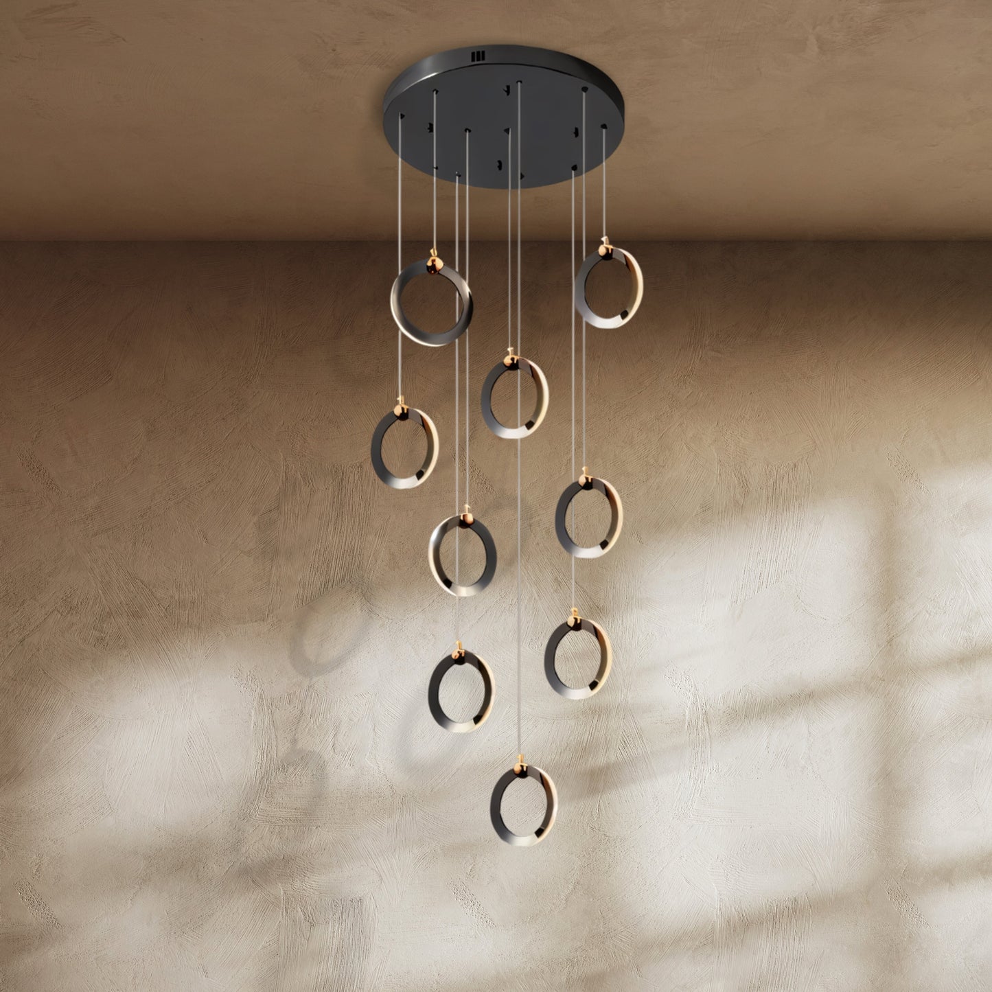 KhaatemLuce – Futurystyczna lampa wisząca LED z wieloma pierścieniami – regulowana wysokość – nowoczesny design