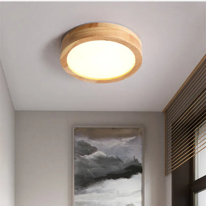 NordicGlo - Lampada da soffitto rotonda in legno massiccio scandinavo