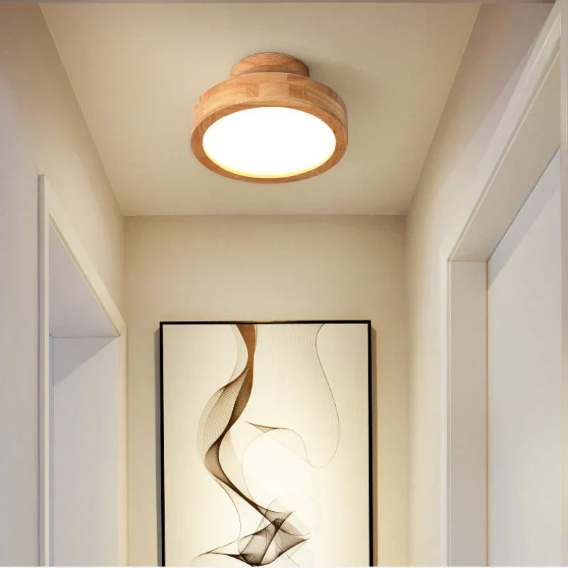 NordicGlo - Lampada da soffitto rotonda in legno massiccio scandinavo