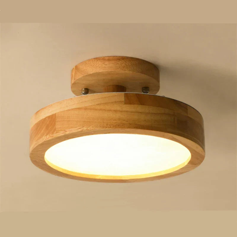 NordicGlo - Lampada da soffitto rotonda in legno massiccio scandinavo