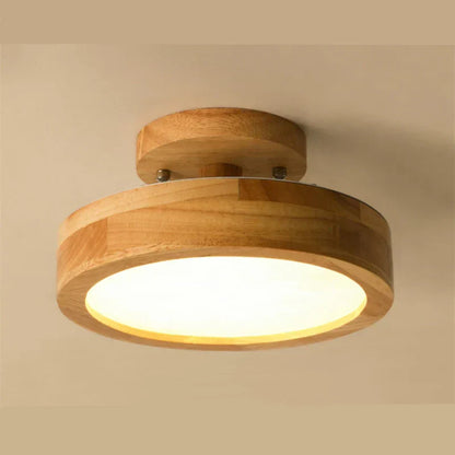 NordicGlo - Lampada da soffitto rotonda in legno massiccio scandinavo