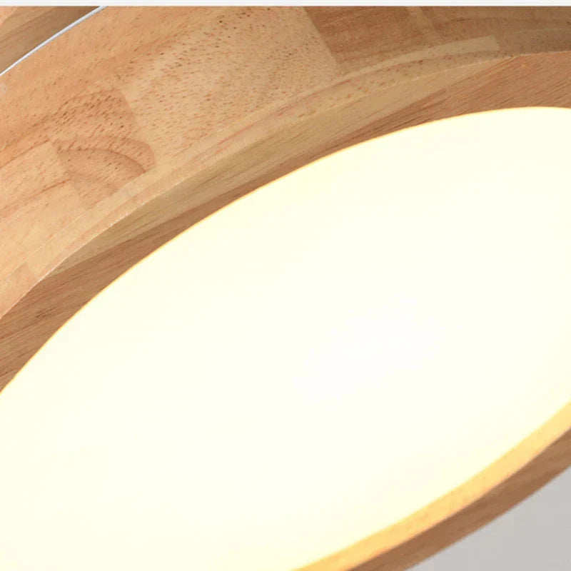 NordicGlo - Lampada da soffitto rotonda in legno massiccio scandinavo
